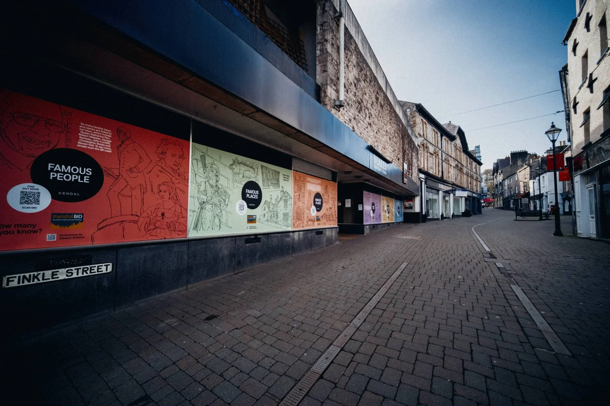 One of Kendal’s largest stores, Beales, fell victim to the COVID-19 pandemic. It was already doing poorly in any case; the pandemic was just the straw that broke the camel’s back. At least the open windows showing a depressingly empty department store have been covered up with some creativity.