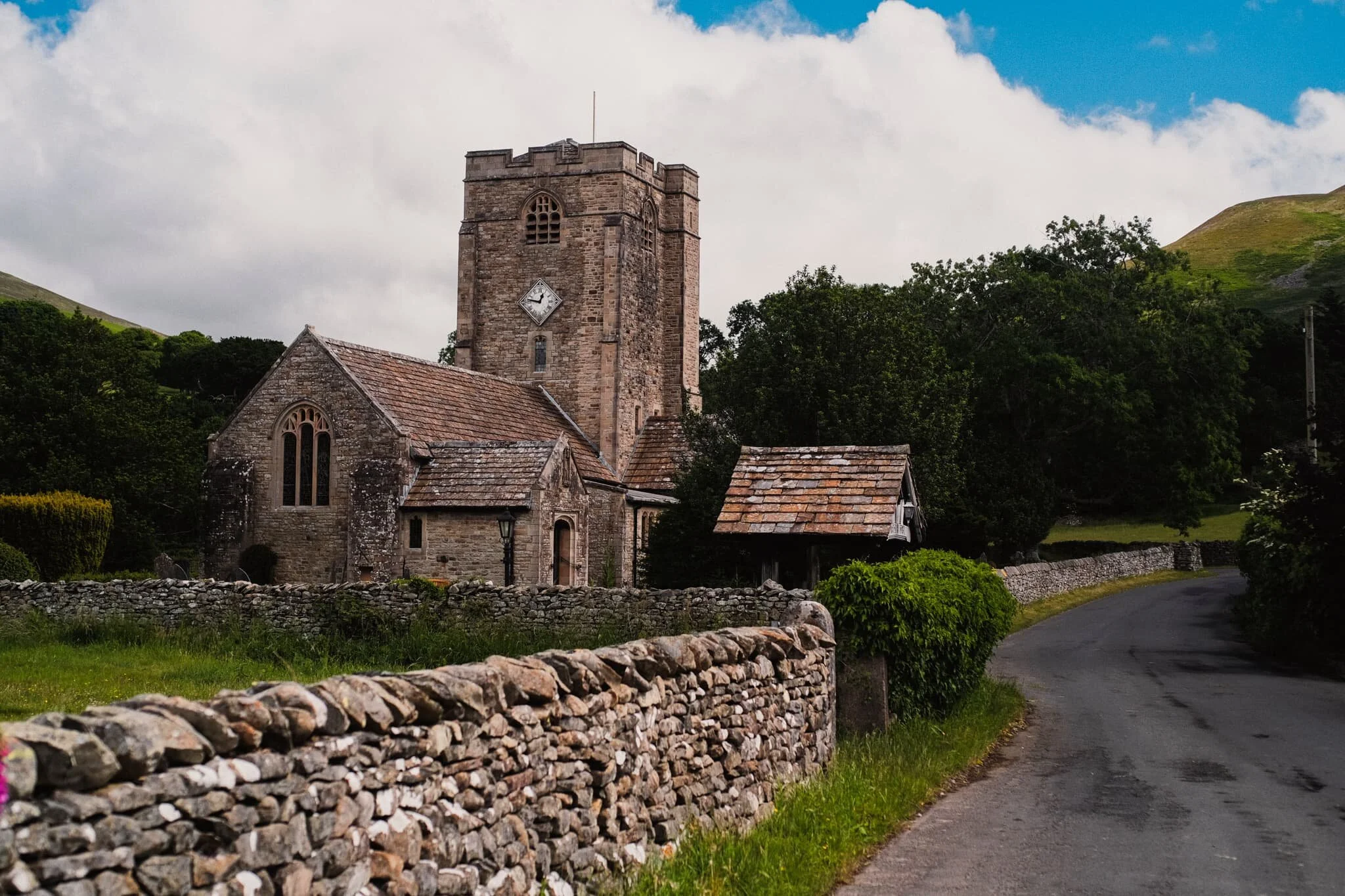 St. Bartholomew’s church. The present structure dates from the early 19th century, located slightly south of an earlier chapel built in the 1600s.