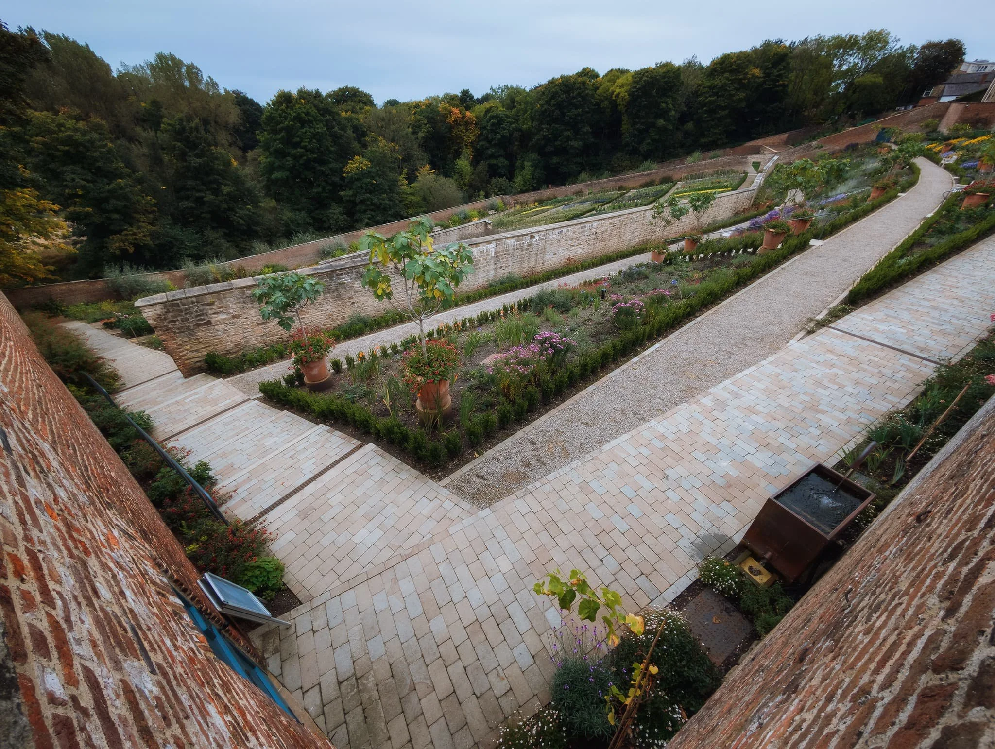  Leaving the Spanish Gallery we made our way towards Auckland Palace (formerly Auckland Castle) but not before peeping over the walls to see the now-completed Walled Garden. A beautiful sight! 