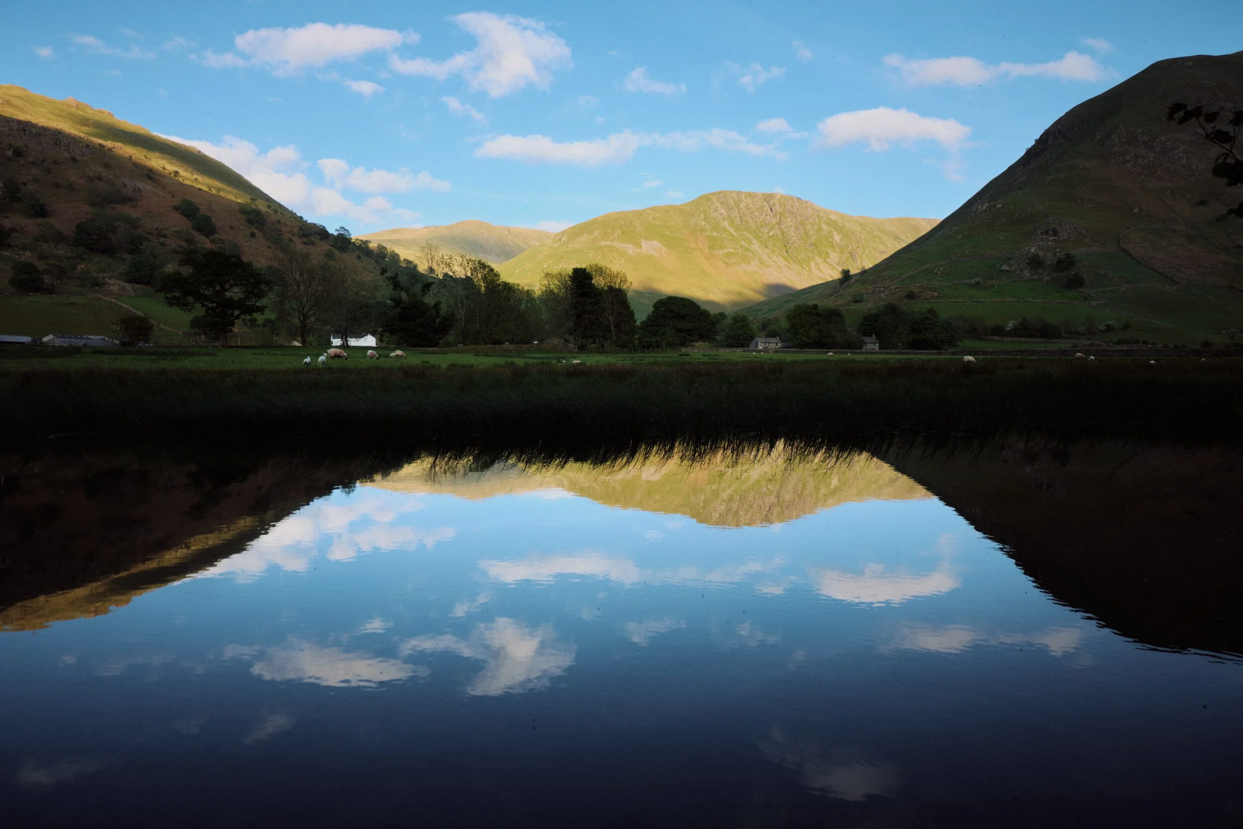 Another shot of a sunset lit Gray Crag almost perfectly reflected in Brotherswater.