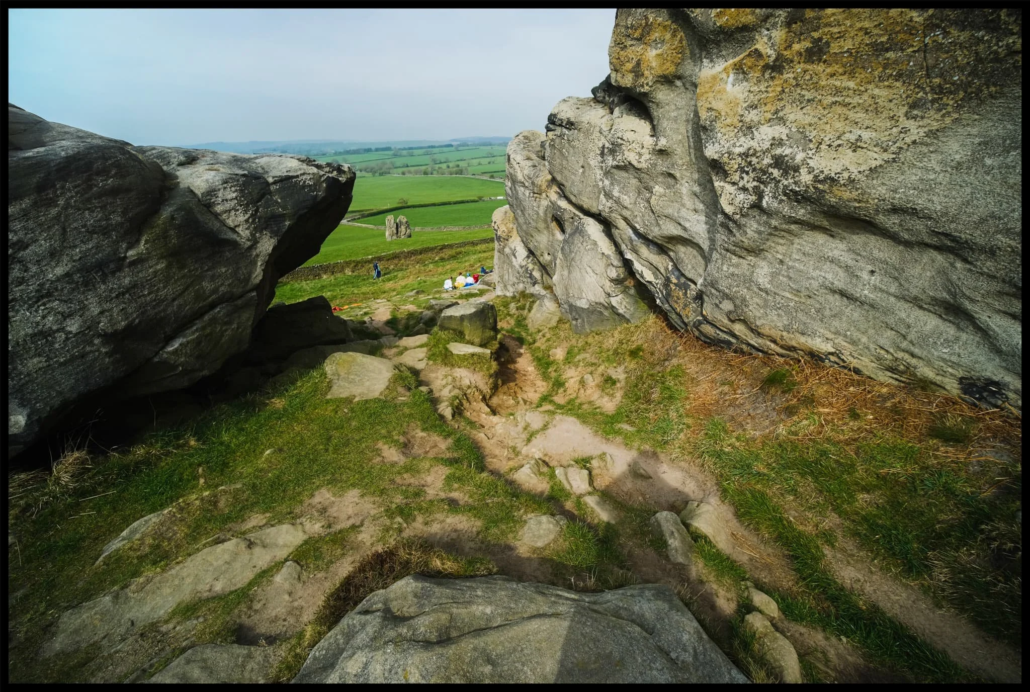  As the crag is made of harder millstone rock, the hill it sits on is isolated from the rest of the land. This helps offer extensive and panoramic views, no matter where on the crags you are. 