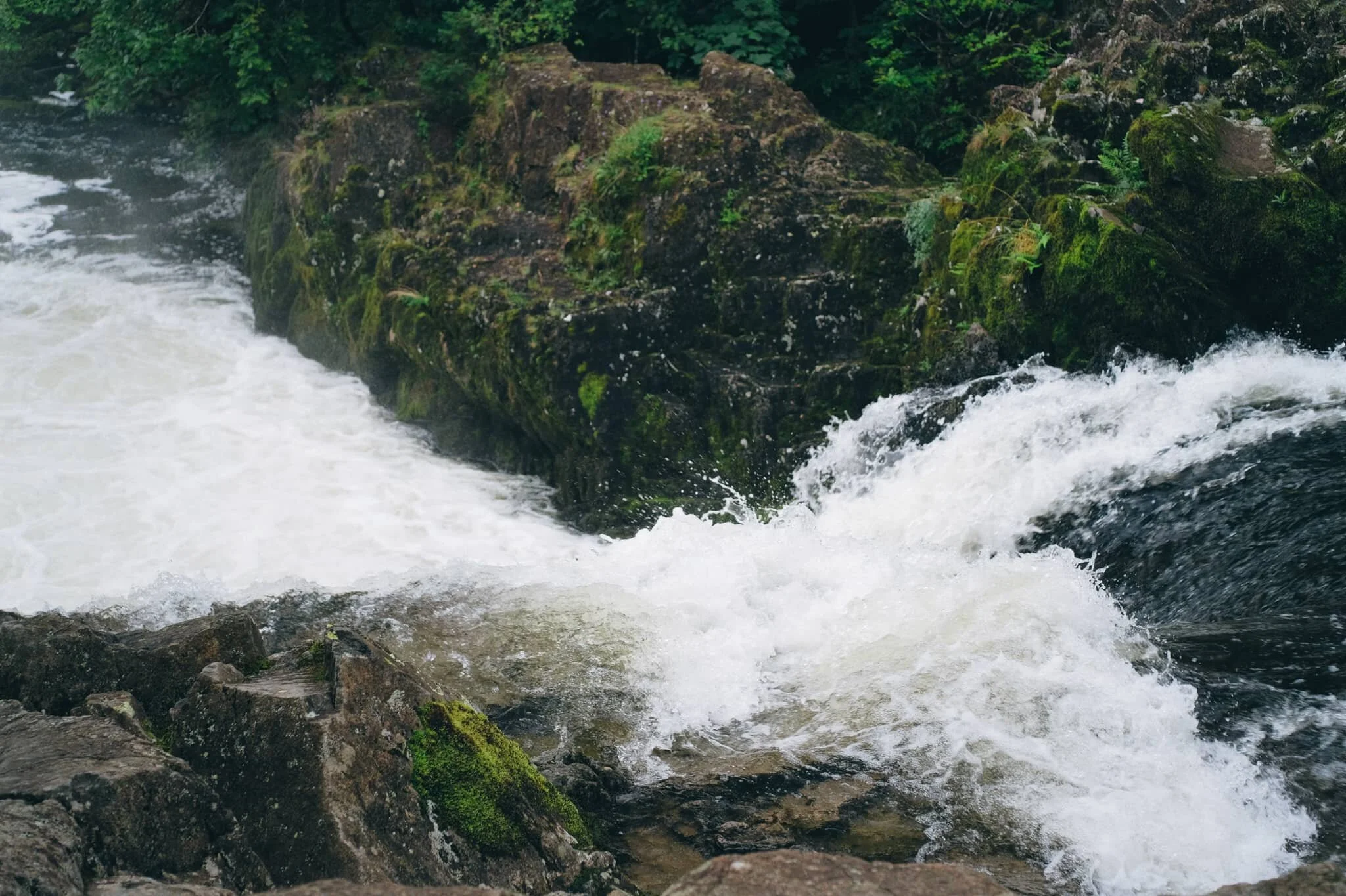 Getting as close as I dare to Skelwith Force. After rainfall the roaring thunder from these falls is near deafening.