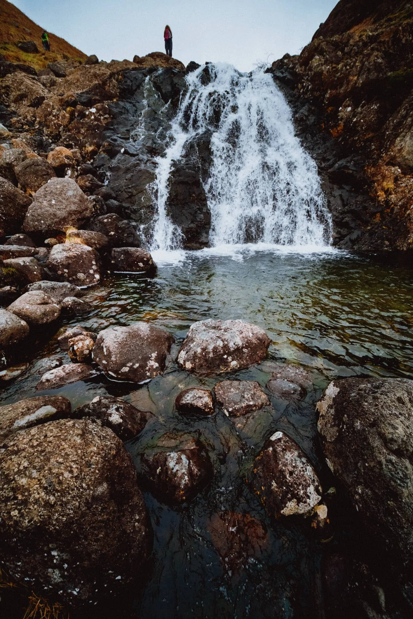Getting as close to the plunge pool as I dare, with my lovely Lisabet above.