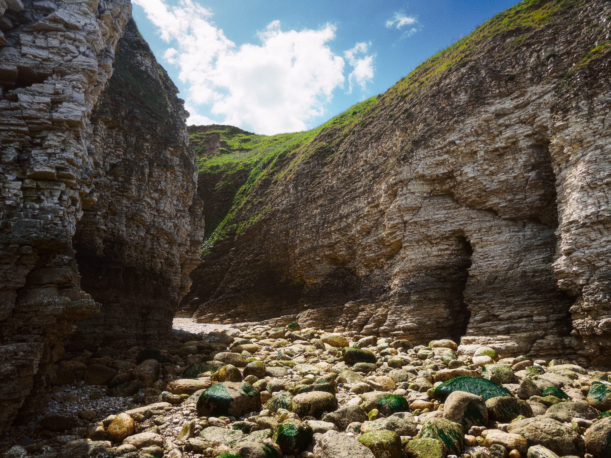 Some of the North Sea’s work is so great that mini gorges have been gouged out of the coastline, like this one.