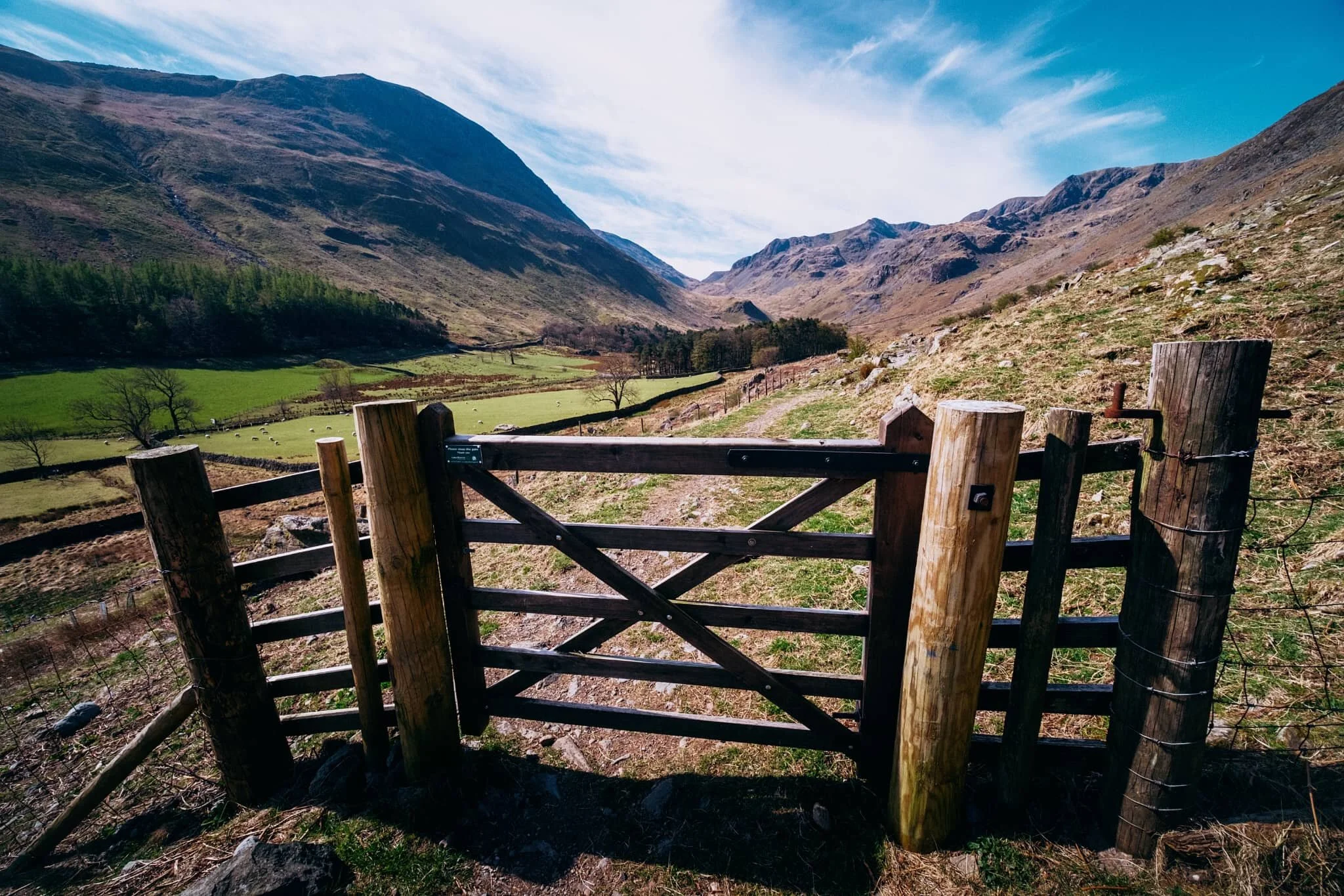  As we neared the foot of Grisedale, several gates offered some lovely compositions involving the full expanse of the valley. St. Sunday Crag to the left, and the Helvellyn fells to the right. 