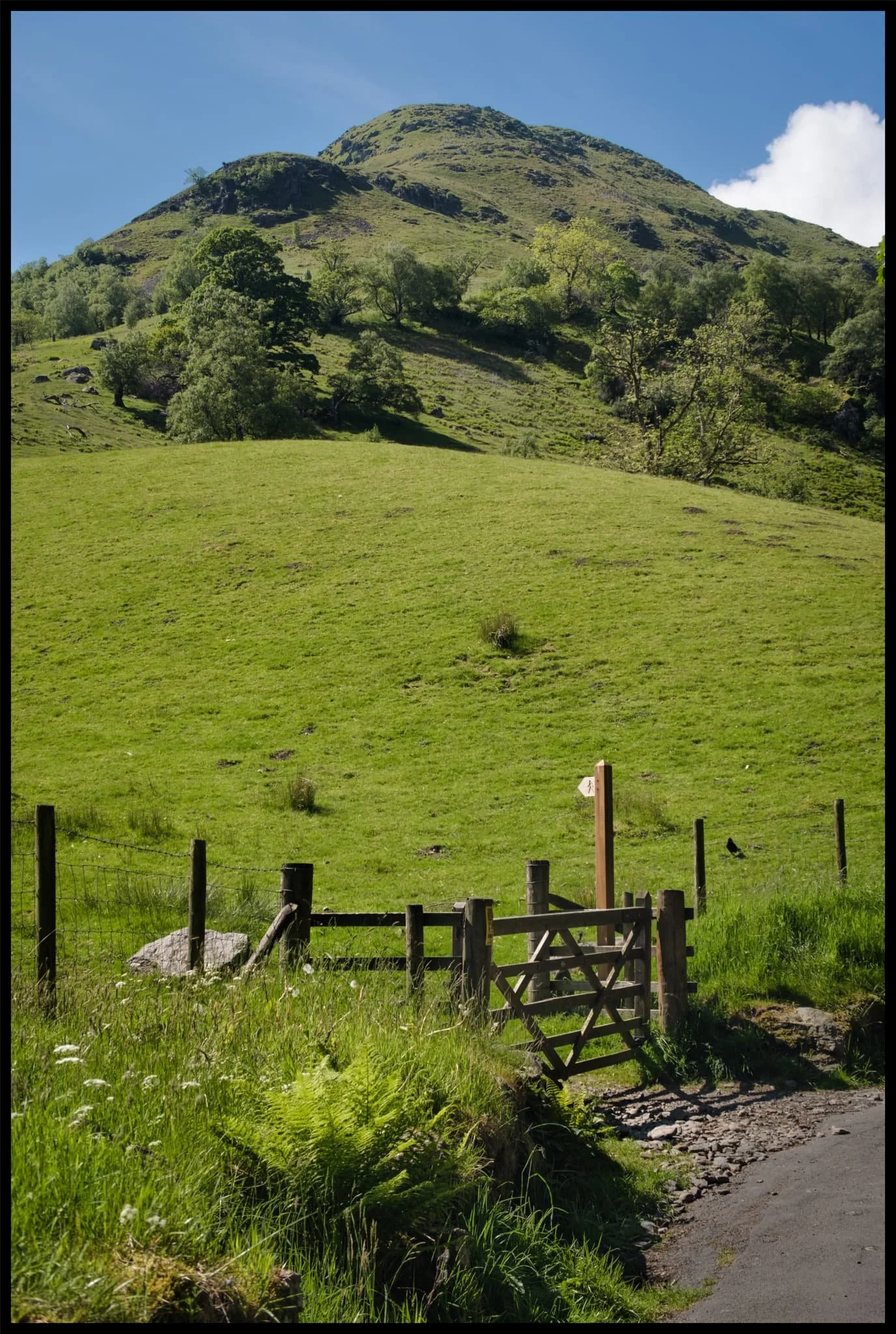  The first inkling of what lies ahead. Black Crag, a sub-peak of St. Sunday Crag, soaring above us into the clear blue sky. 