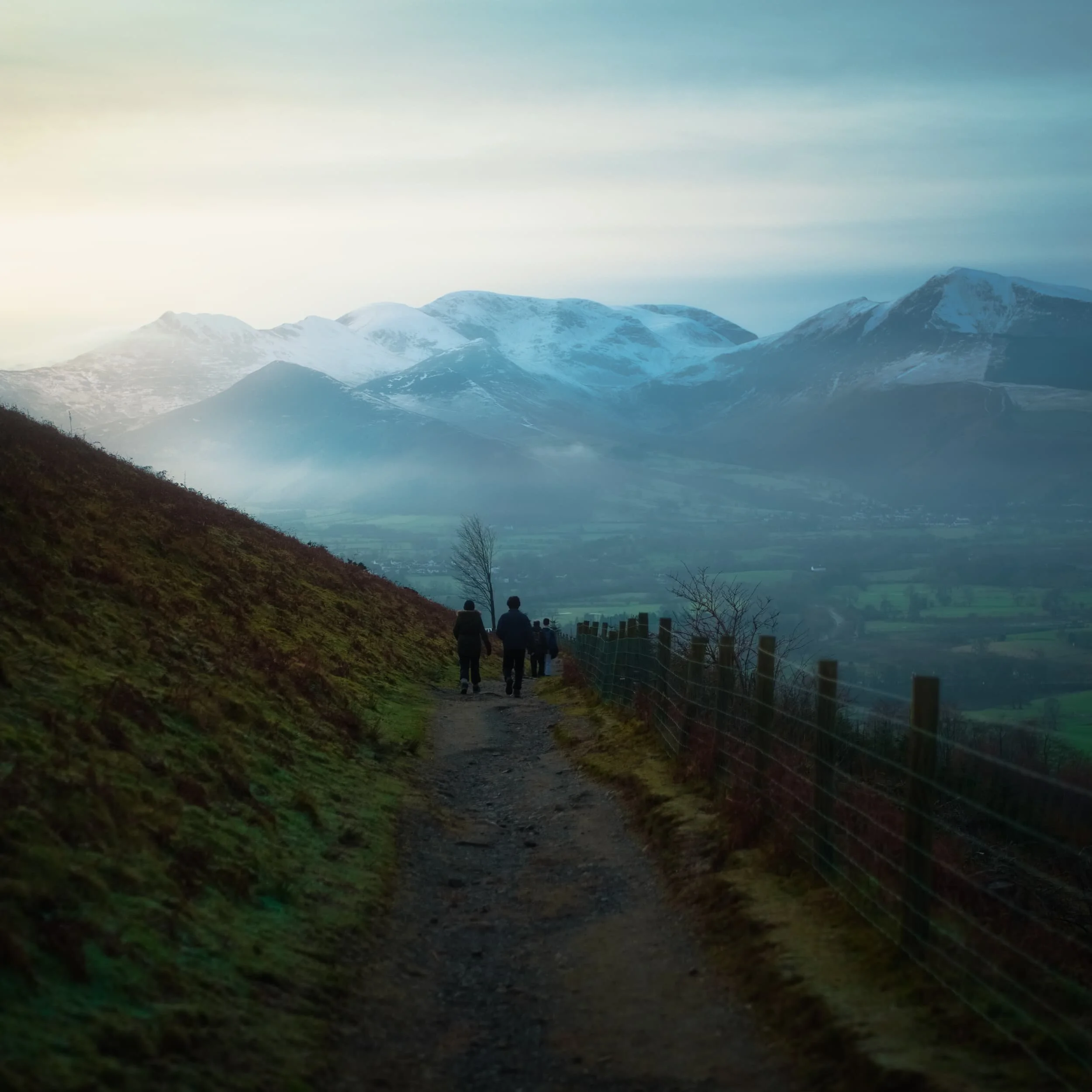 Following, at a distance, other hikers back down the Cumbria Way, with extraordinary views towards the Whinlatter and Lorton fells.
