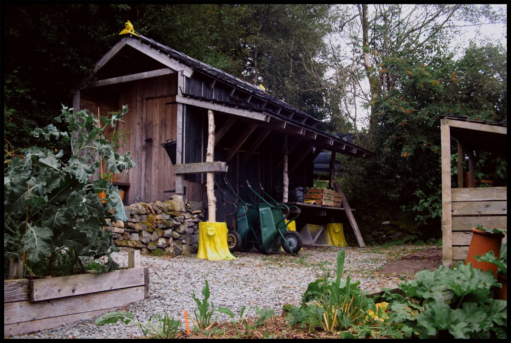  Karen and the other Grizedale Arts folk were keen to onboard and involve young and precocious artistic talent for various projects around Lawson Park, such as this hut built by art students. 