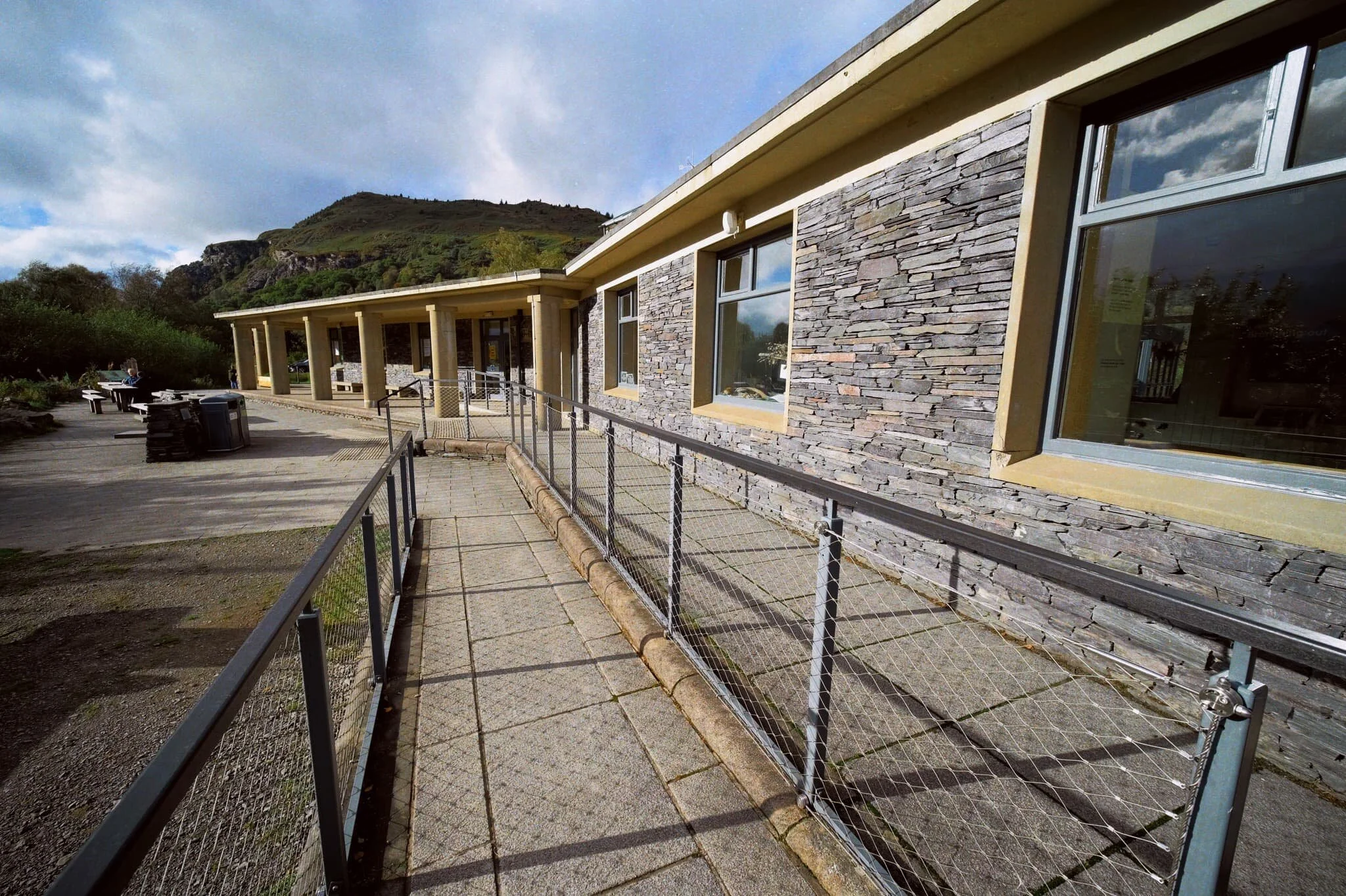 The Lodge Forest Visitor Centre, with Craigmore looming above.