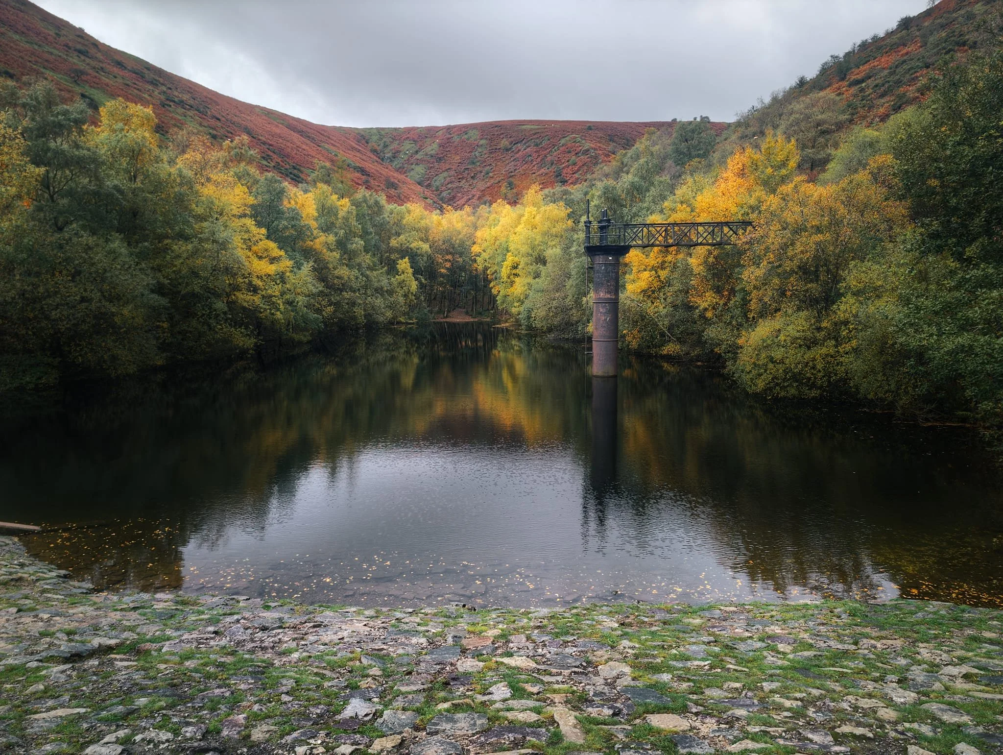  What remains of the reservoir. It was built in 1902 to support nearby Church Stretton&rsquo;s burgeoning status as a fashionable spa town. No longer in use as a reservoir, it&rsquo;s popular with outdoor swimmers. 