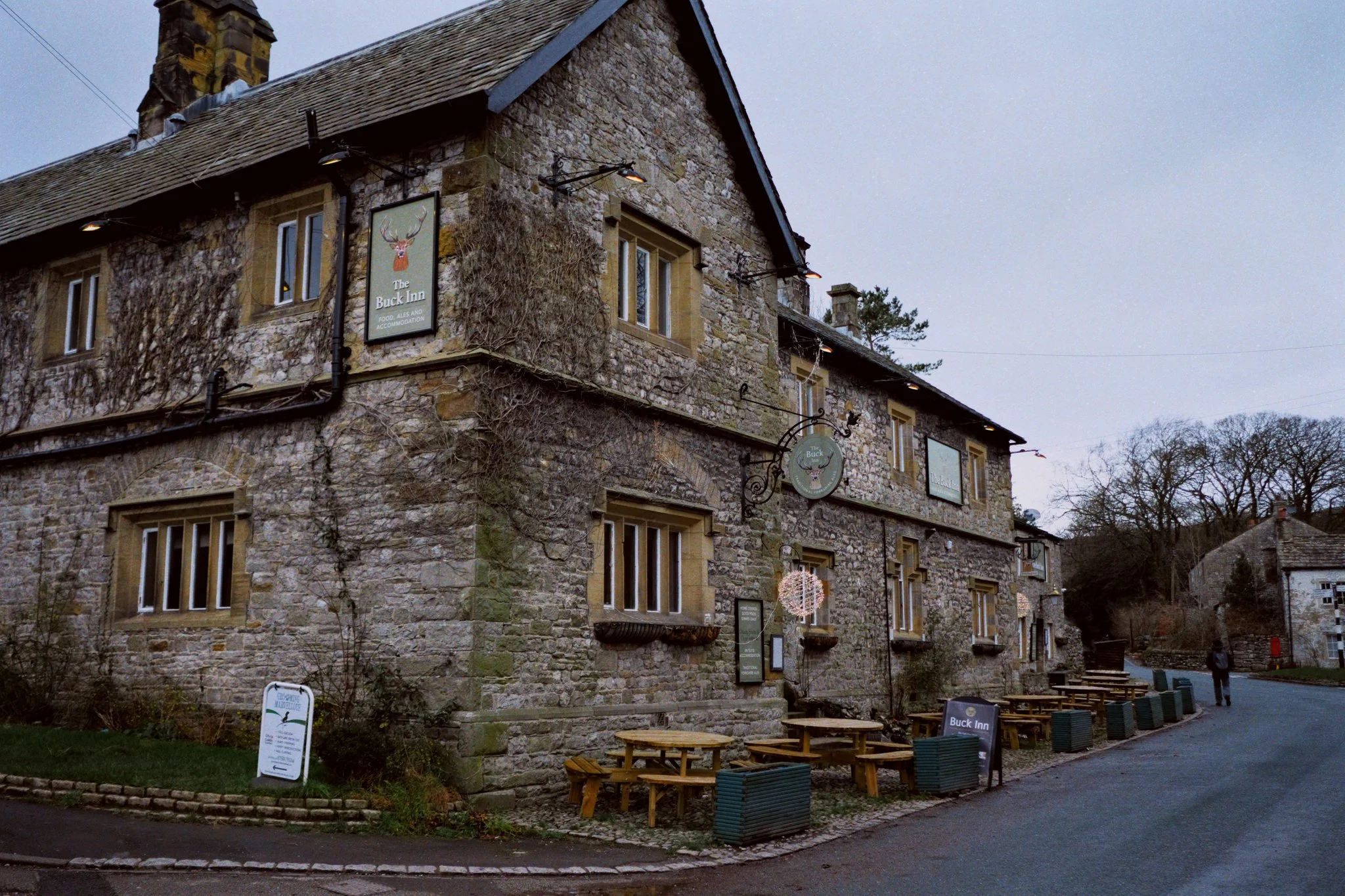  The Buck Inn, closed for Christmas. It was built in 1874 on the site of an older coaching inn. 