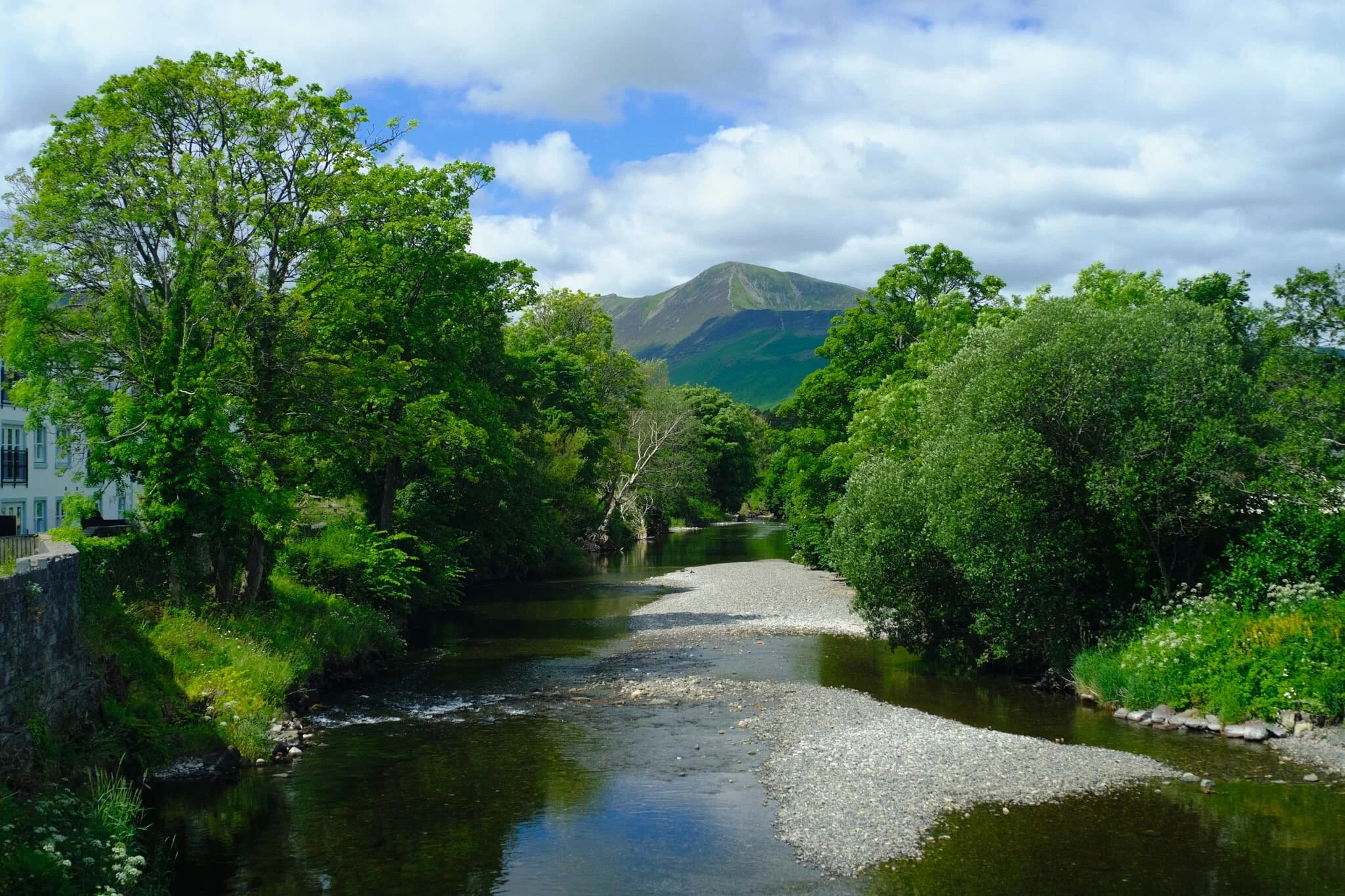  Crossing the Greta Bridge here signifies the start of our walk onto the Cumbria Way. Given the weather we&rsquo;d had, the river was looking  very  low. 