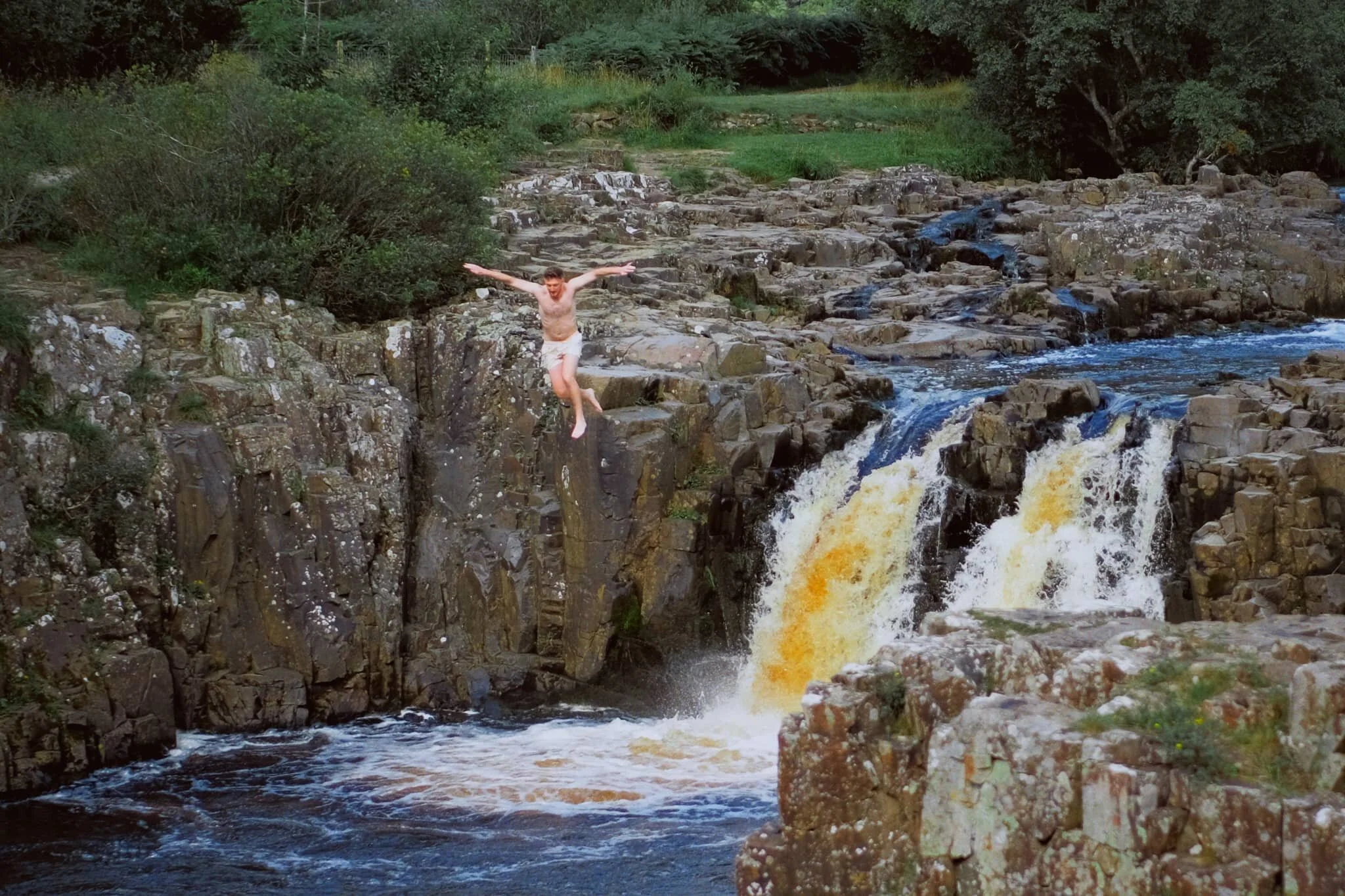 One gentleman decided that a dip in the waterfall was in order.