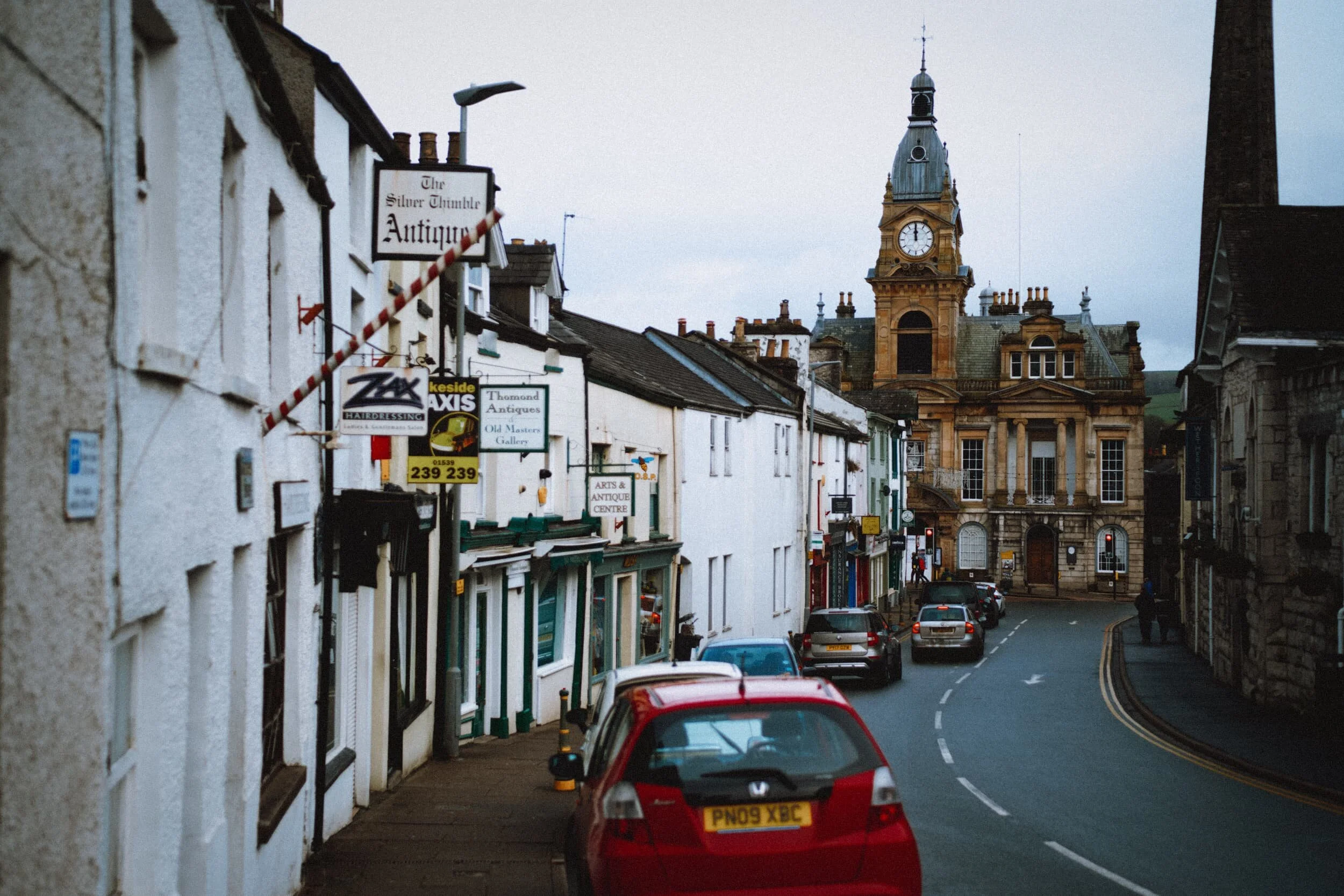 Kendal clock tower, still being repaired and thus still stuck at 12pm.