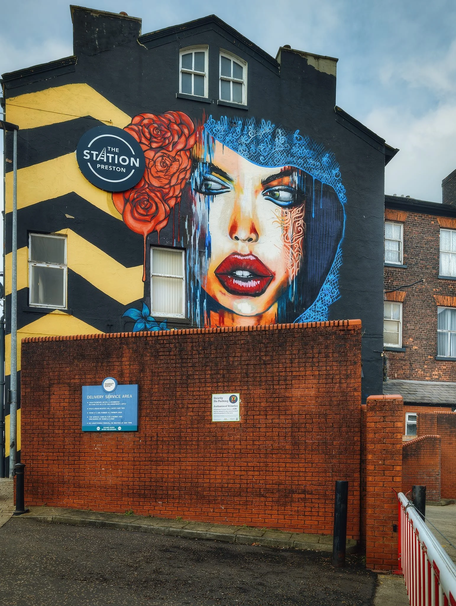  The Station mural, by mural art pair  Urban Gypset , featuring the Lancashire red rose. 