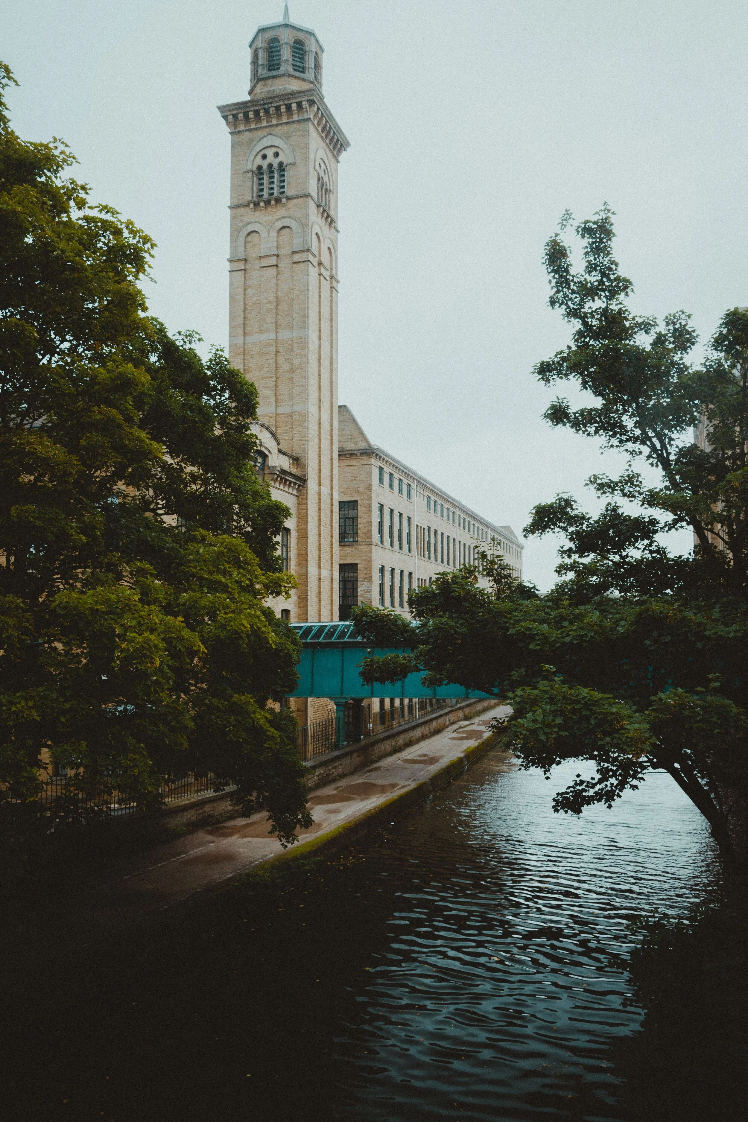 Across the Leeds and Liverpool Canal is New Mill, built in 1868. The western end of the New Mill has been converted into offices for the Bradford Health Authority, whilst the canal side has been partitioned into 98 privately owned apartments.