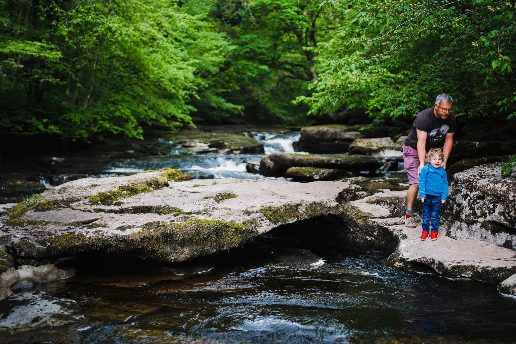  Making our way back to Stenkrith Park, the trail runs alongside the River Eden, which we had fun exploring. There&rsquo;s loads of beautifully carved limestone and rushing cascades to photograph. This child was not happy that we were standing on &ldquo;his&rdquo; rock. 