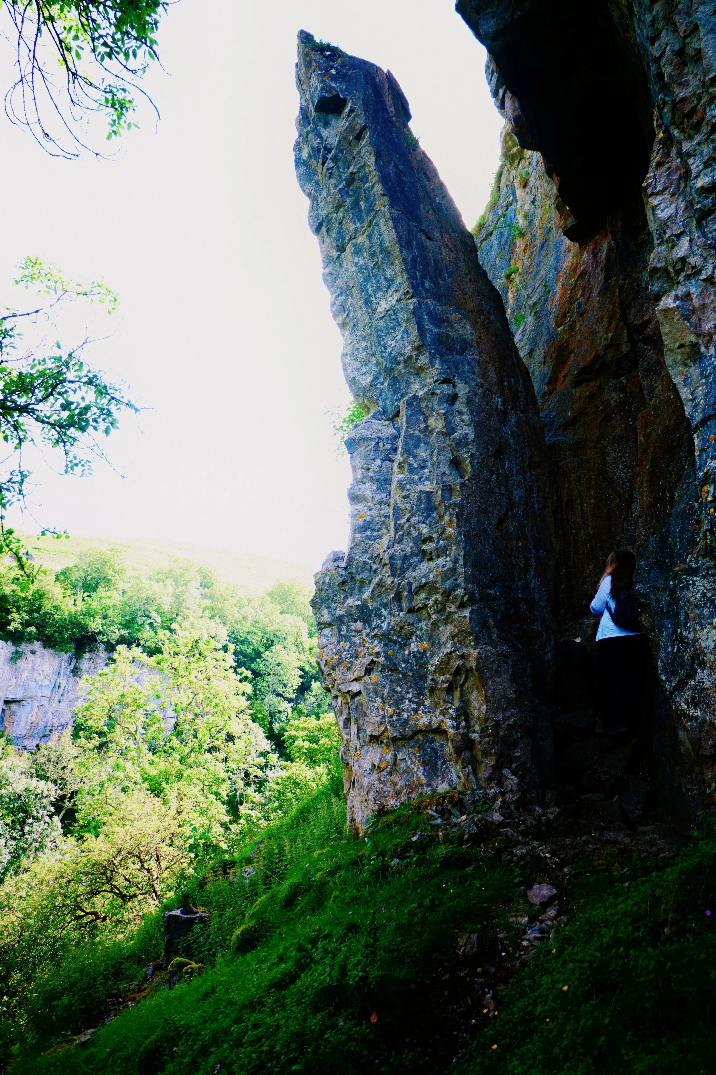 After visiting Upper Kisdon Force we headed up the steep path to rejoin the Pennine Way, but not before stopping to behold this magnificent limestone needle in the gorge. 