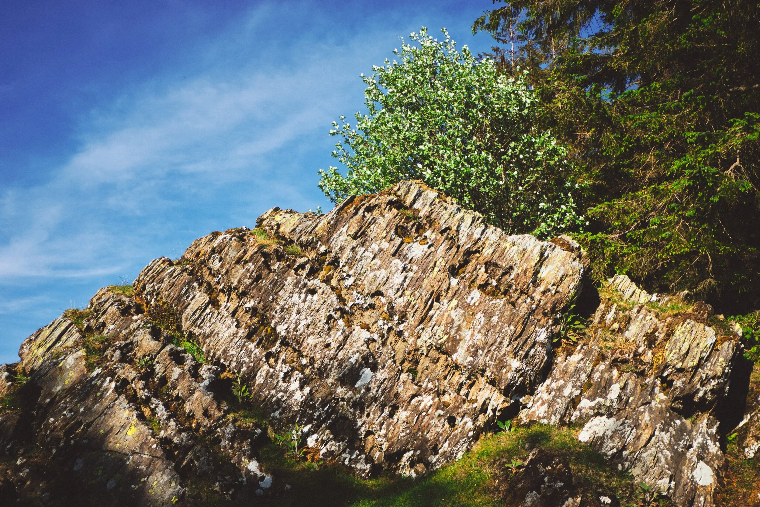  An igneous intrusion that&rsquo;s remained in place whilst the remaining softer rock has been worn away over millions of years. 