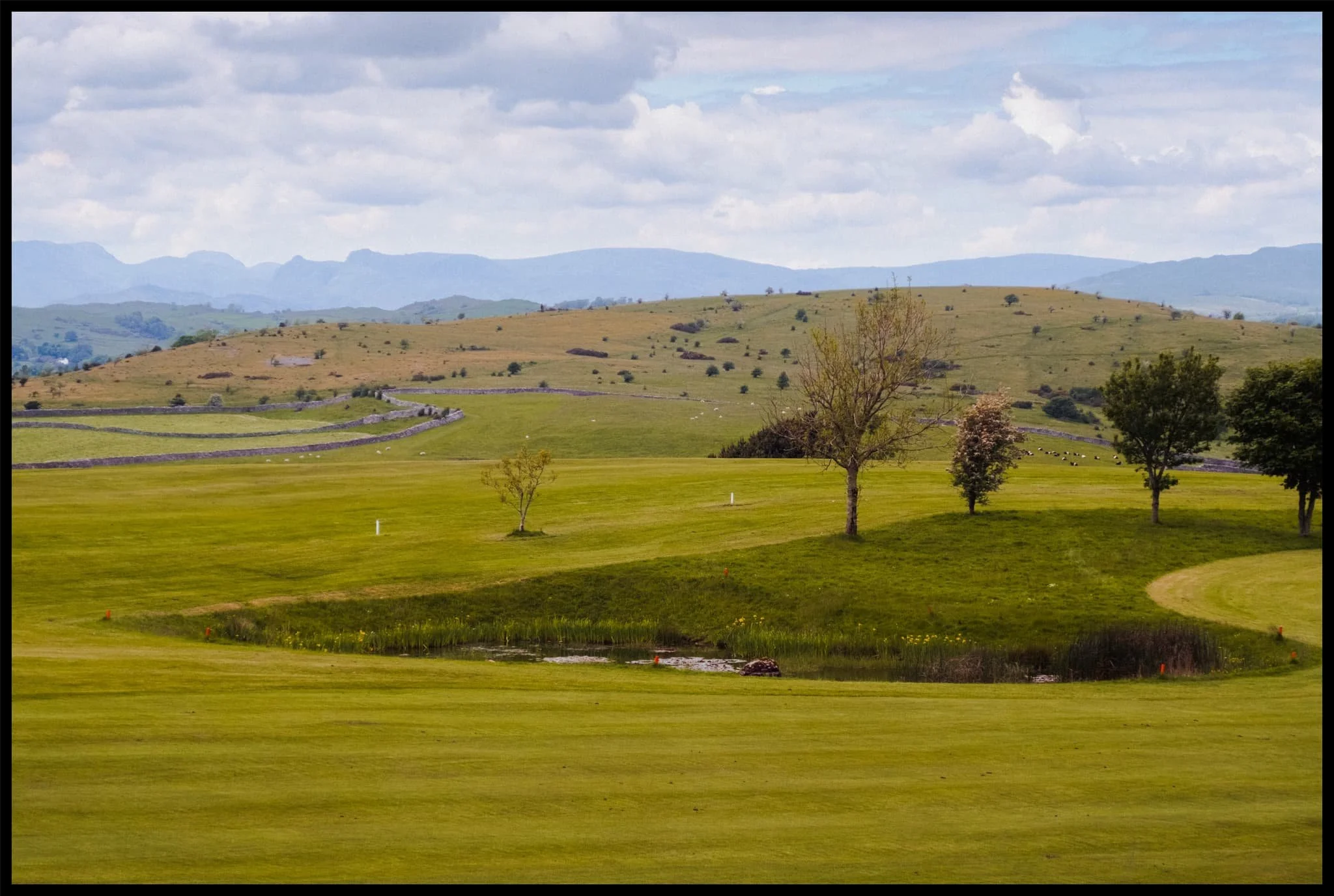  Cunswick Scar and the distant Lake District fells. 