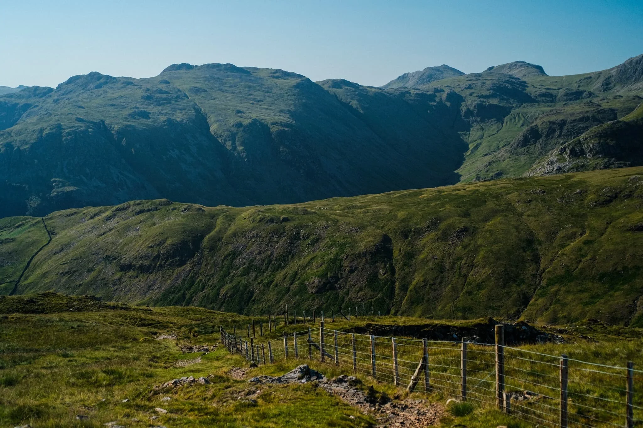 Looking back down the path we had taken, now the southern fells were becoming visible. Featuring Base Brown, Grey Knotts, and Green Gable.