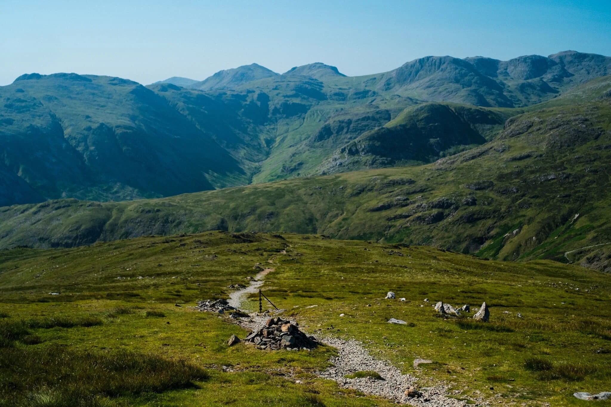 At this height, the northern face of Kirk Fell (802 m/2,631 ft) was coming into view.