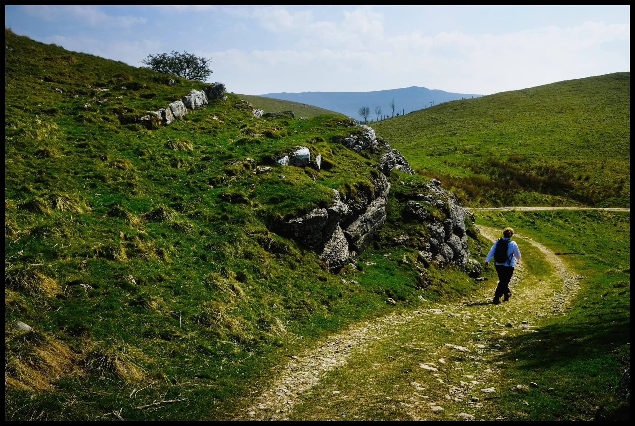  The path down the moorland was easy enough to follow, and soon the characteristic karst limestone landscape of the Yorkshire Dales became apparent. 