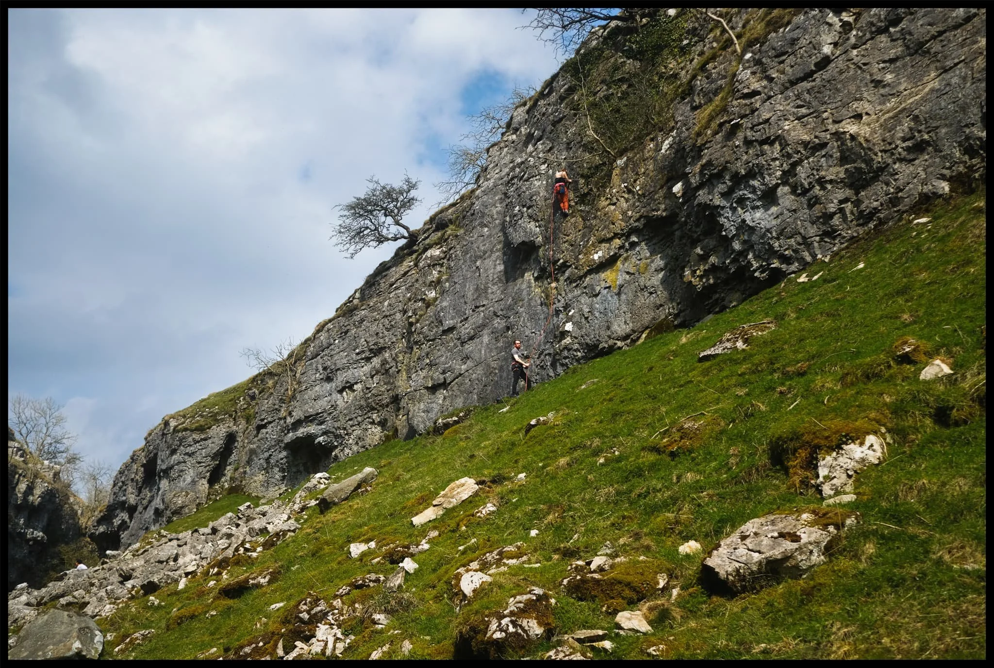  As with many other places in the Yorkshire Dales that features sheer limestone walls, Trollers Gill is a favourite for rock climbers. 