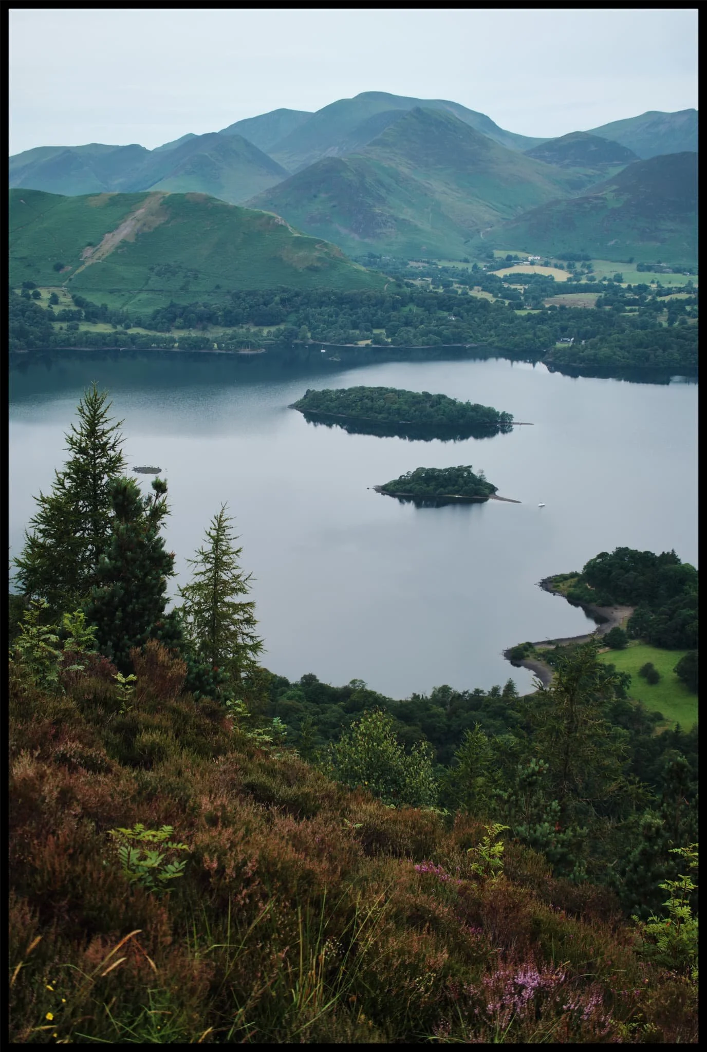  Once up on the more level part of the fell, a small gate through the drystone wall allows you to take the more exploratory route to Walla Crag&rsquo;s summit. Near the crag&rsquo;s cliff edge, clear panoramas can be enjoyed across Derwentwater to the Grisedale fells. 