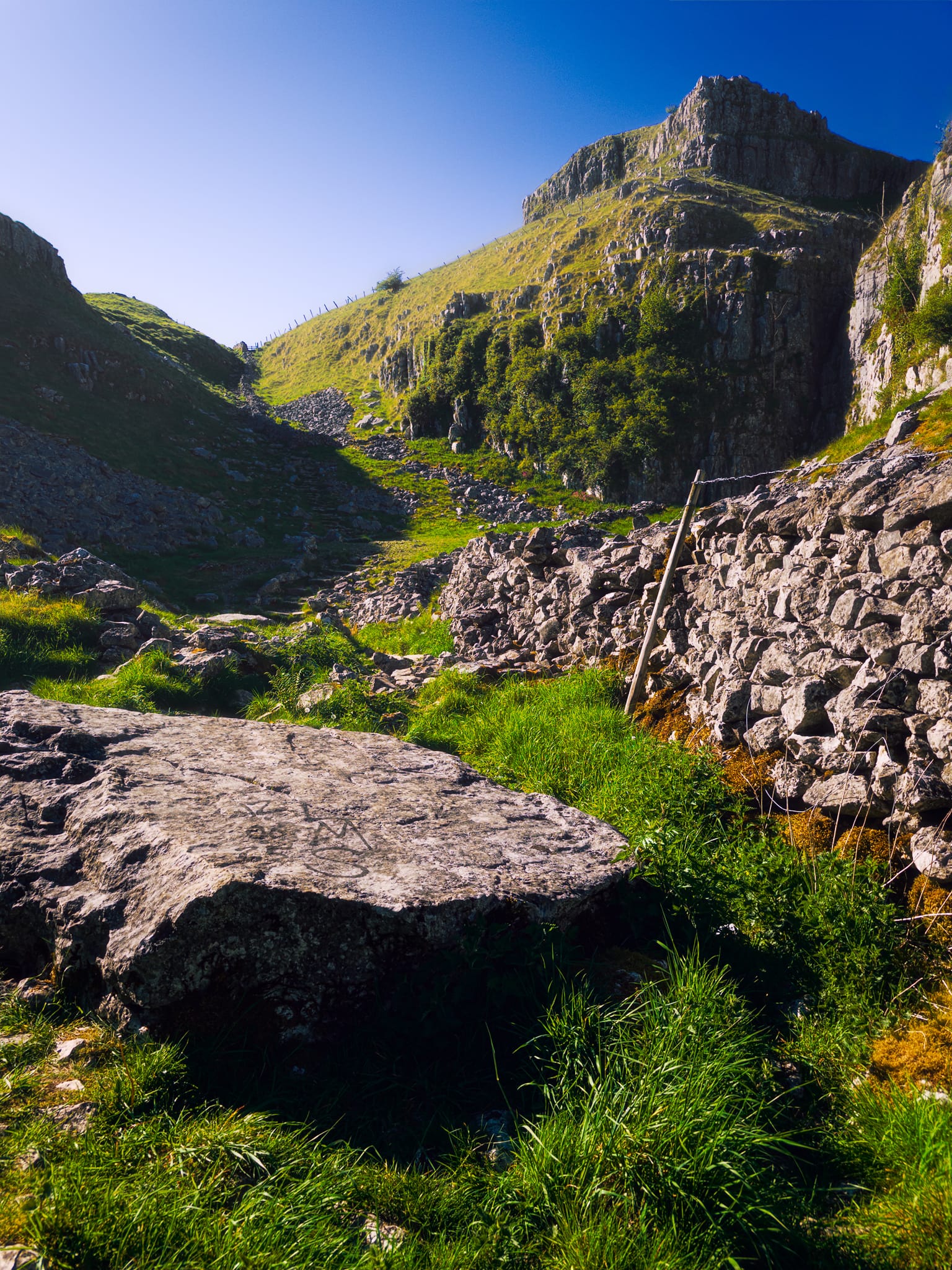 As we head down the valley, a look back reveals Ing Scar Crag in a composition I&rsquo;d never taken before.