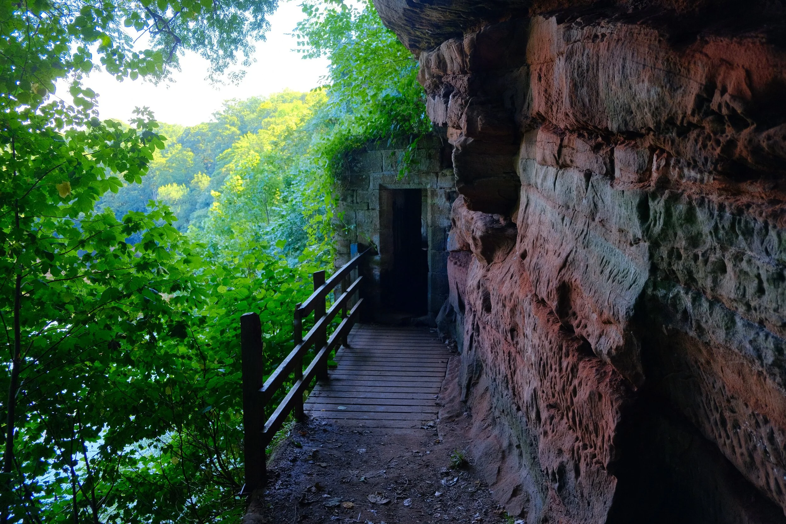  A short walk from the village alongside the River Eden, one can find some man-made caves carved out of the gorge walls. They were said to used by the monks as early as the 14th century as places of refuge during border warfare (Astia, ISO800, f/3.0, 1/50sec @ 18mm). 