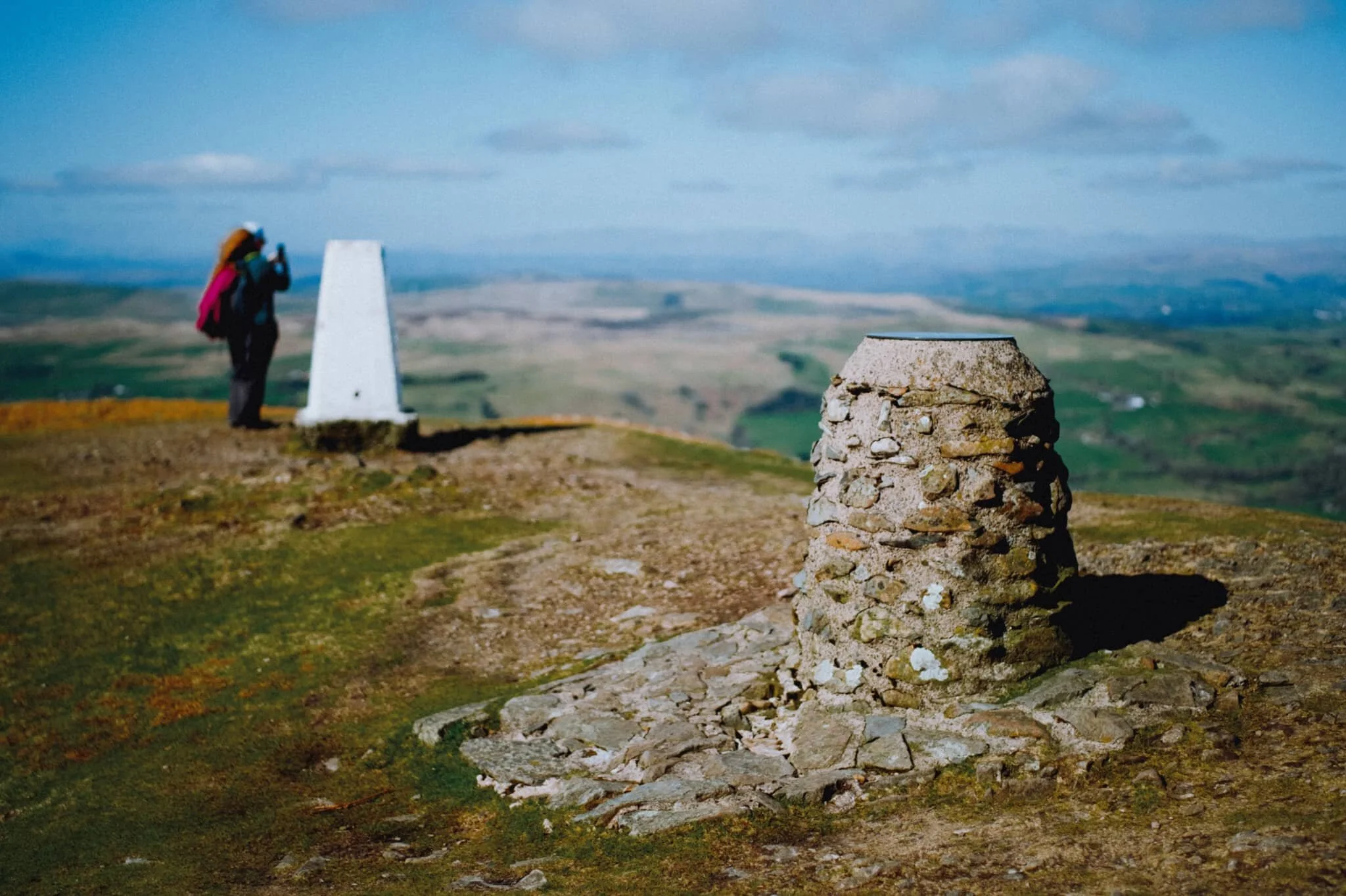 And… summit. On a clear day, such as we enjoyed, the views take in the Lake District fells and even Morecambe Bay, 32 km away.