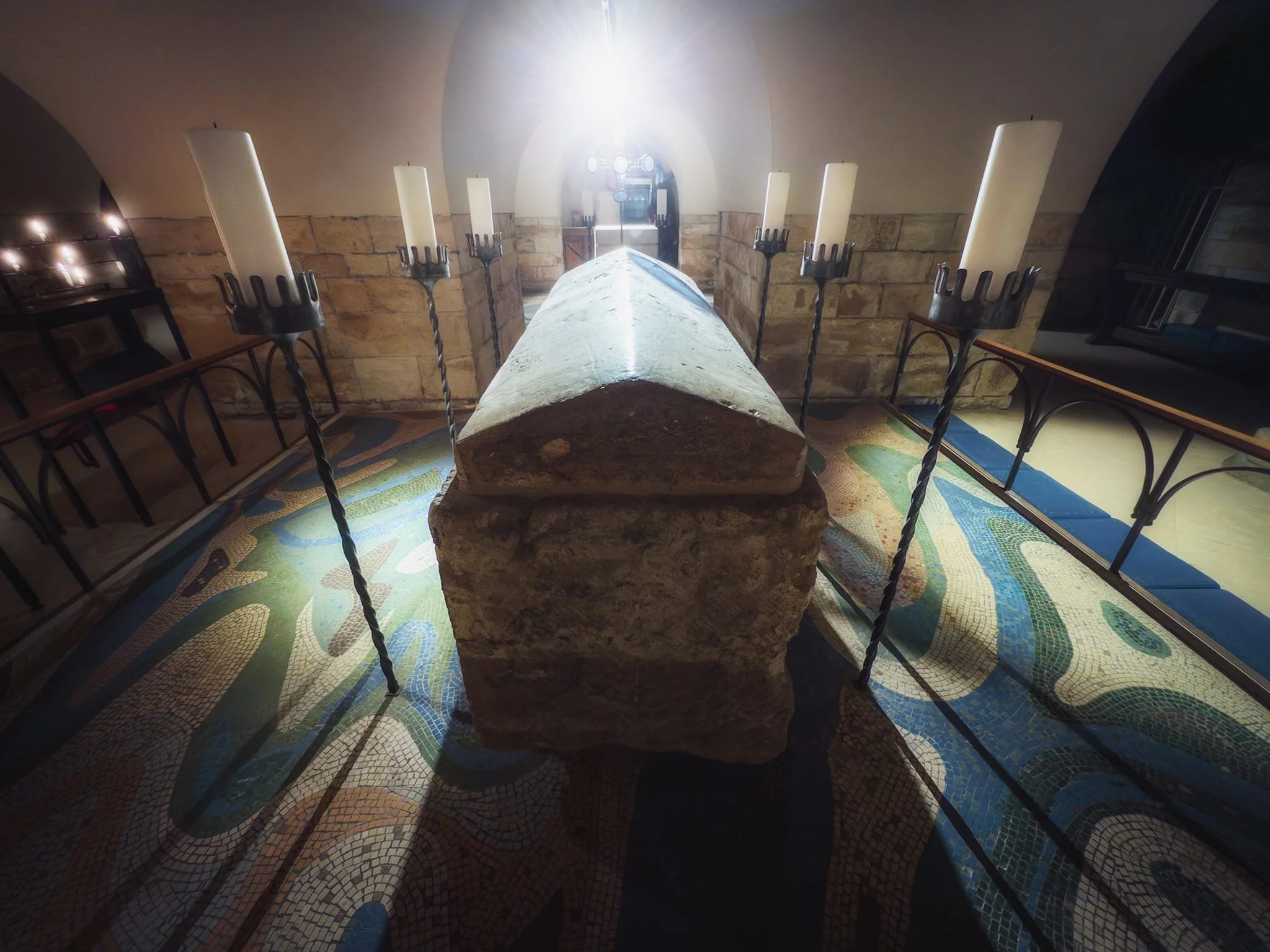The shrine of St. William, William of York (late 11th century – 8 June 1154). Twice Archbishop of York before and after rival Henry Murdac, he was elected with King Stephen’s help after previous candidates failed papal confirmation. Deposed by the Cistercian Pope Eugene III, he was restored in 1153 following six years’ exile and both rivals’ deaths, only to die within weeks; allegedly poisoned during Mass. Miracles reported from 1177 led to his canonisation in 1226.